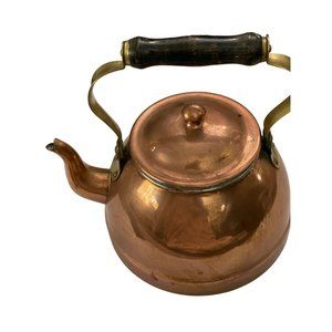 Vintage copper Tea Pot Wodden Handle